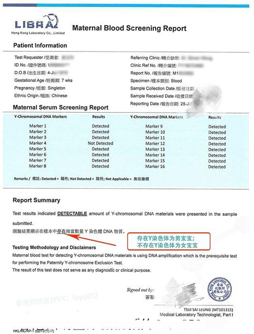 香港验血报告单